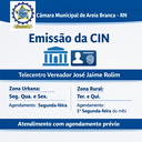 Câmara de Areia Branca retoma emissão da nova Carteira de Identidade Nacional (CIN) no Telecentro Vereador José Jaime Rolim