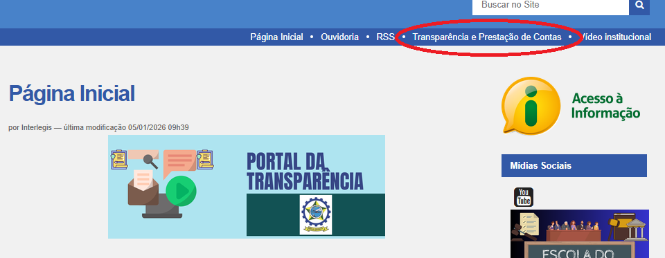 Câmara Municipal de Areia Branca esclarece atualização de acesso ao Portal da Transparência