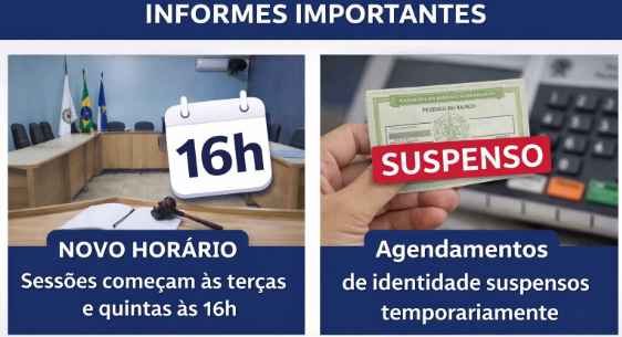 INFORMES IMPORTANTES: NOVO HORÁRIO DE SESSÕES NA CASA DO POVO! 